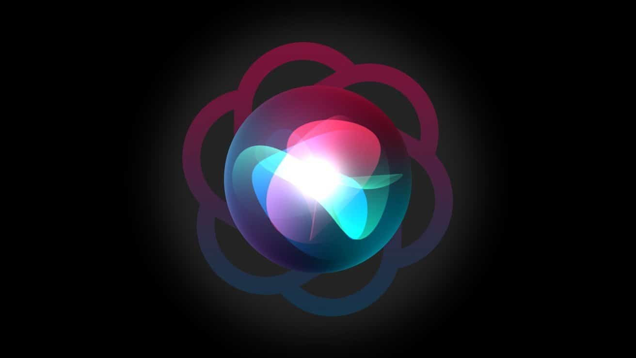Abstract glowing Siri voice assistant graphic with overlapping colorful circles on a dark background.