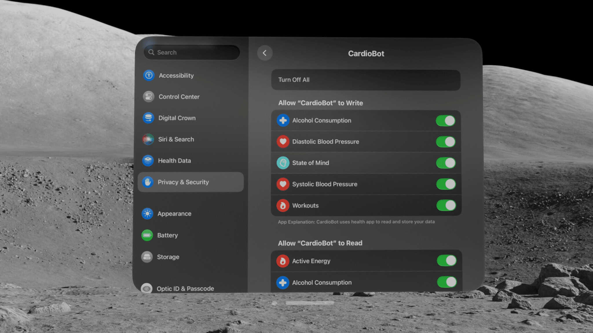 HealthKit has made its way to visionOS.