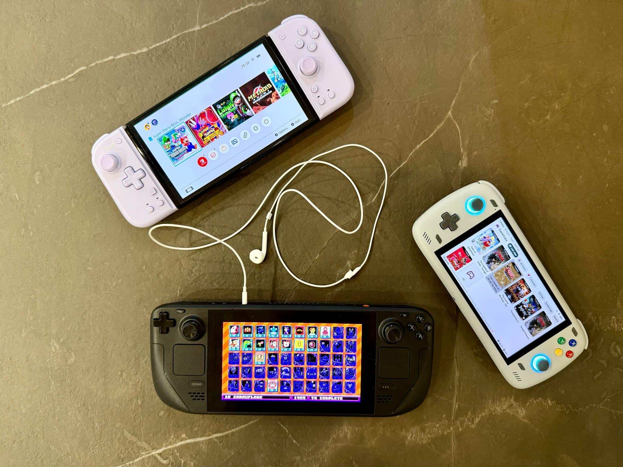 Nintendo Switch with [Hori's Split Pad Compact](https://amzn.to/3zlDpZD) controllers, Steam Deck OLED, and Ayn Odin 2. Also, [you should play UFO 50](https://wavelengths.online/posts/ufo-50-a-review).