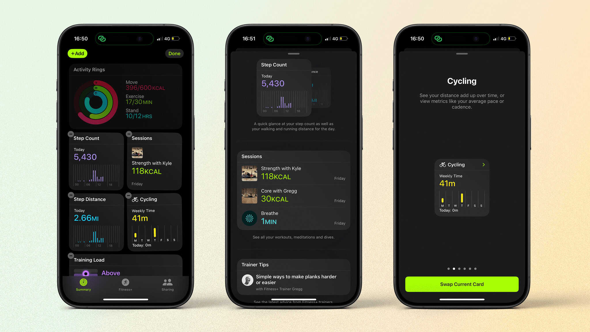 Editing the summary in the Fitness app. Jiggle mode included.