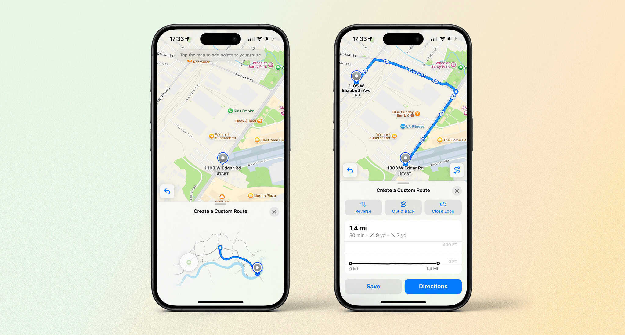 Creating a custom route in the Maps app on iOS. You can do this anywhere in the world, like this random route in New York.