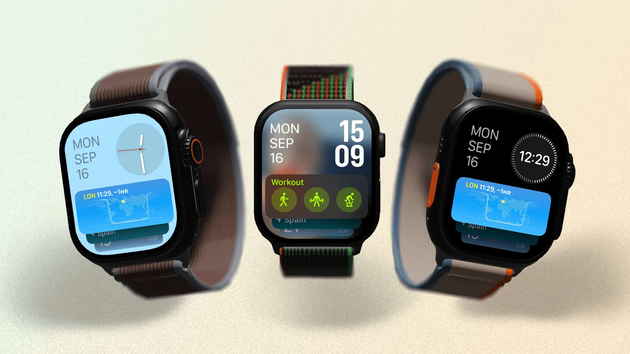 The clock in your Smart Stack changes style to match the watch face.