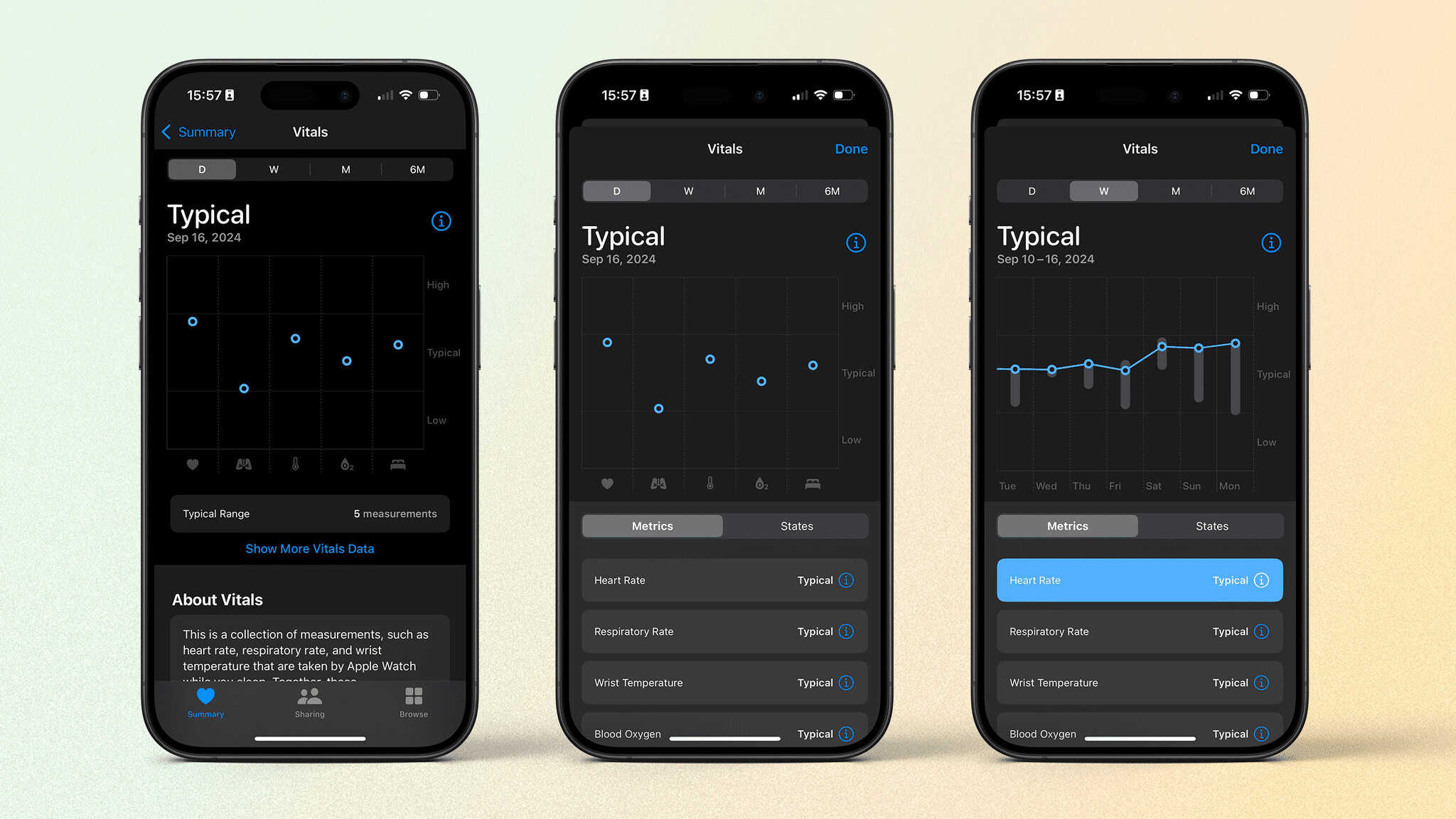 Vitals in the Health app.
