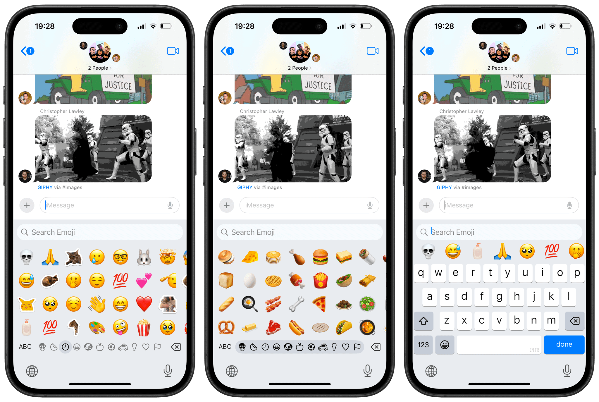 In iOS 18.1, the emoji keyboard now features a larger grid, sections for Memoji and custom stickers, and redesigned glyphs.