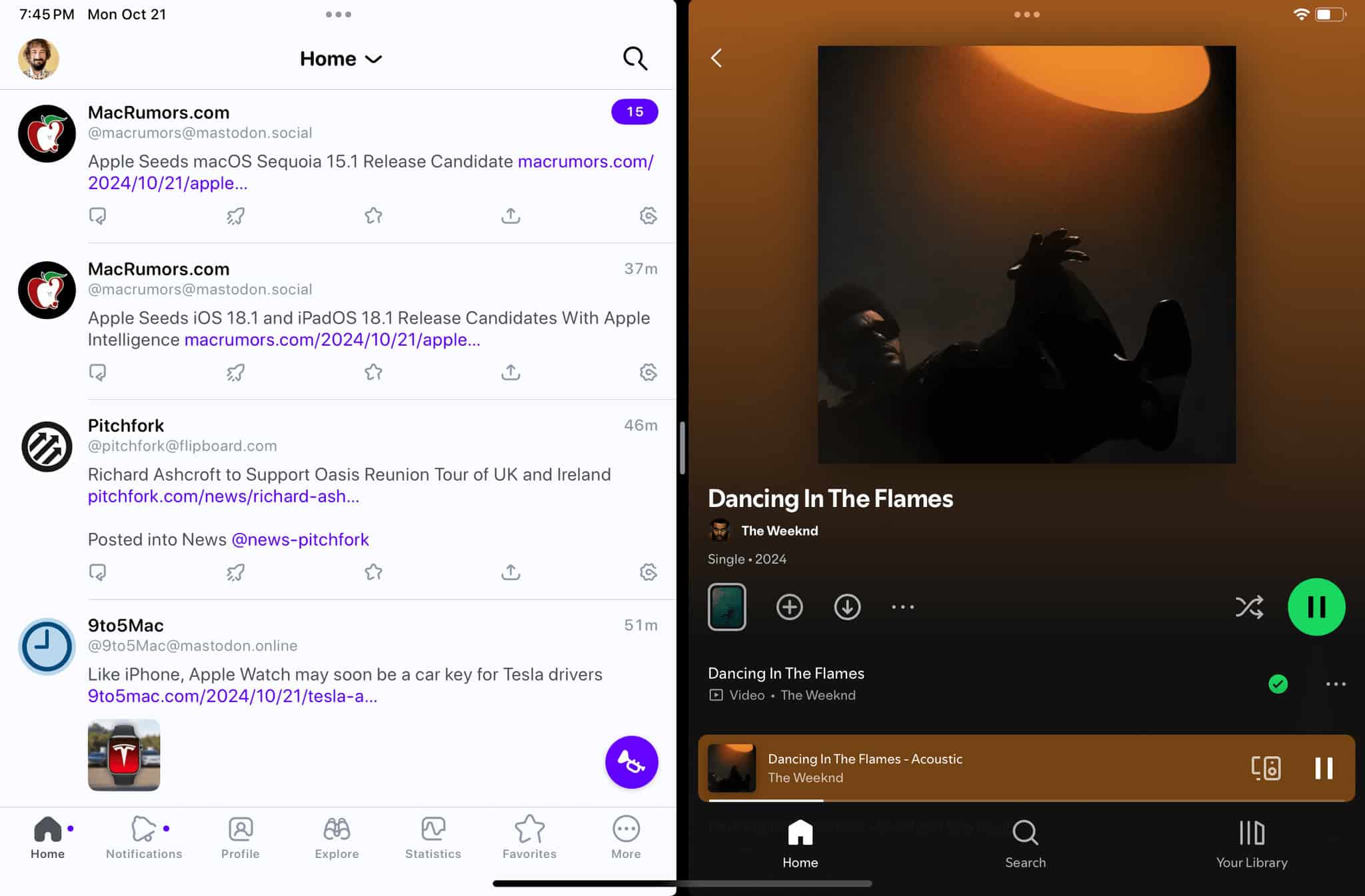 Split View on the iPad mini. The Ivory + Spotify combo is something I do almost every day when I'm done working.