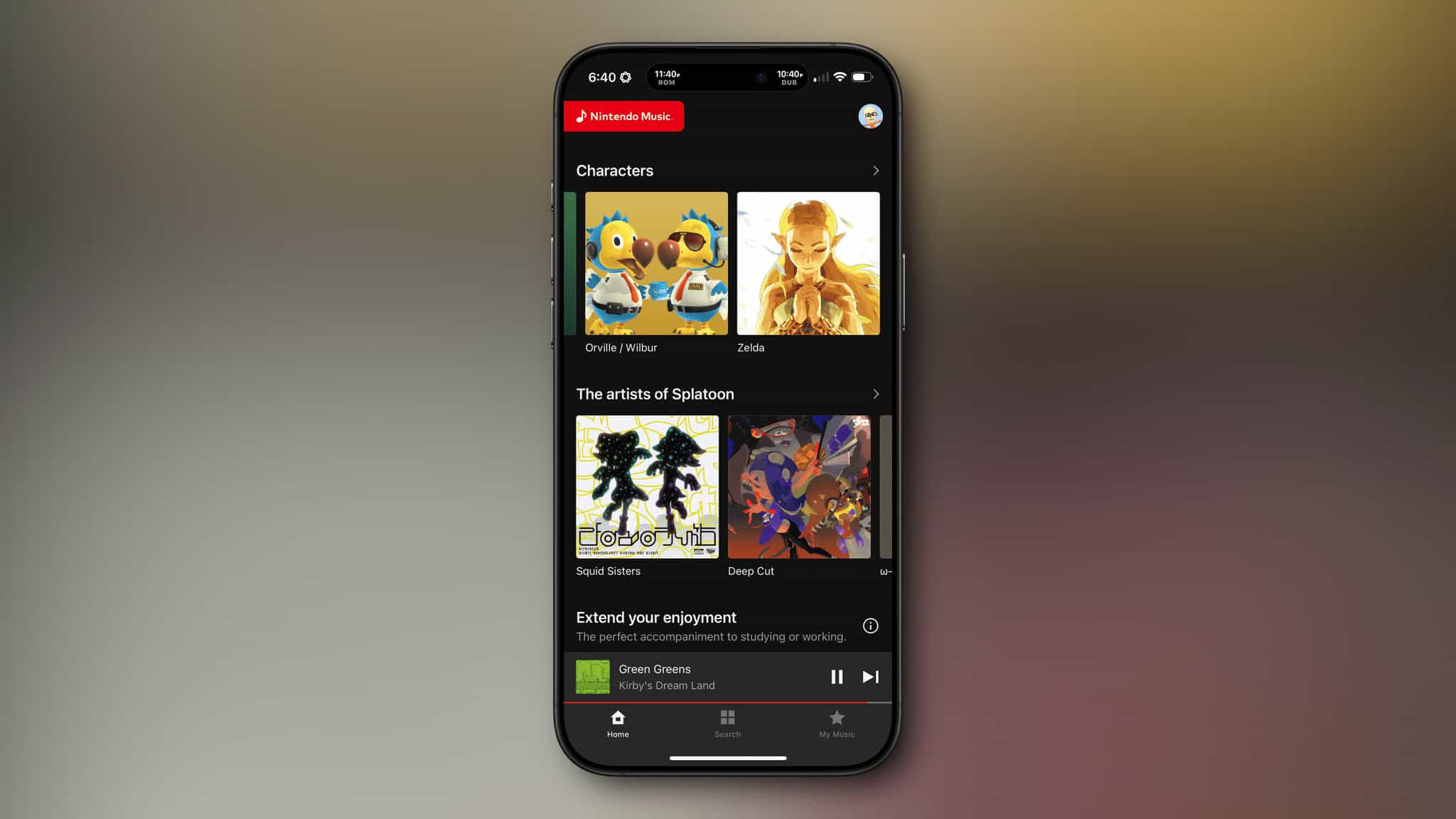 A sampling of some of Nintendo Music's playlists and collections.
