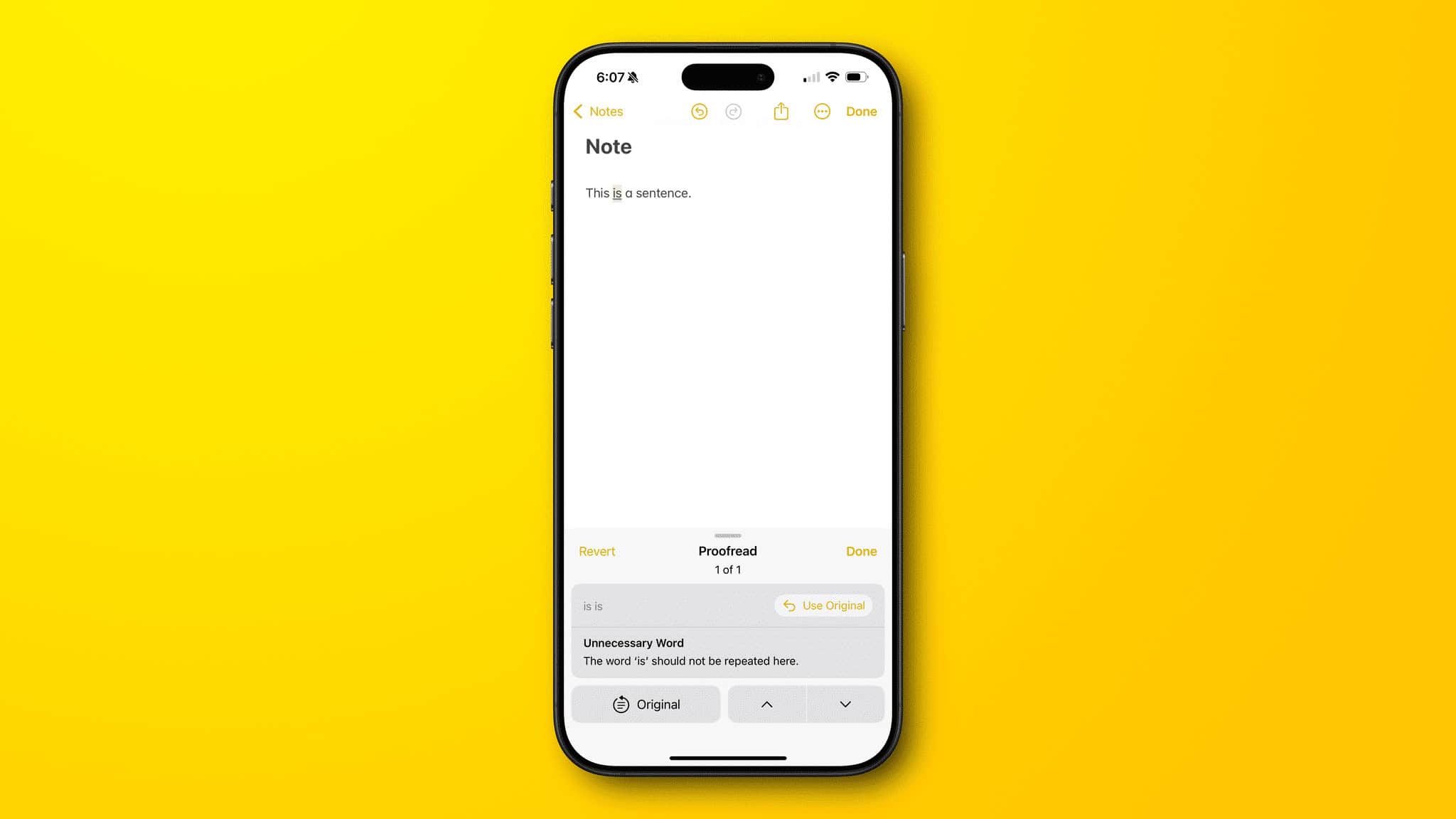 Where Writing Tools are fully integrated into an app, you can access an explanation of each suggested change.