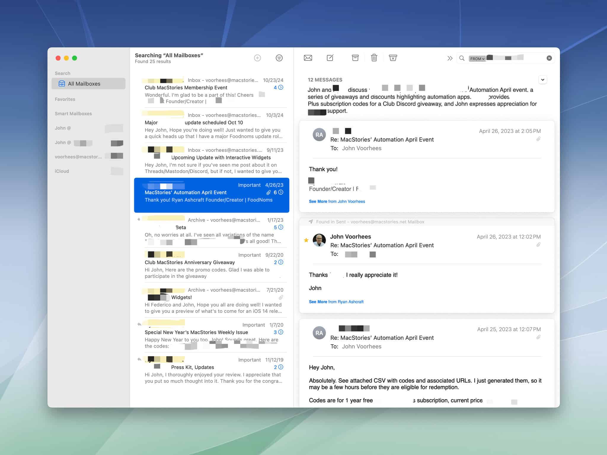 Summarizing email message threads is probably the best way to use Mail summaries.