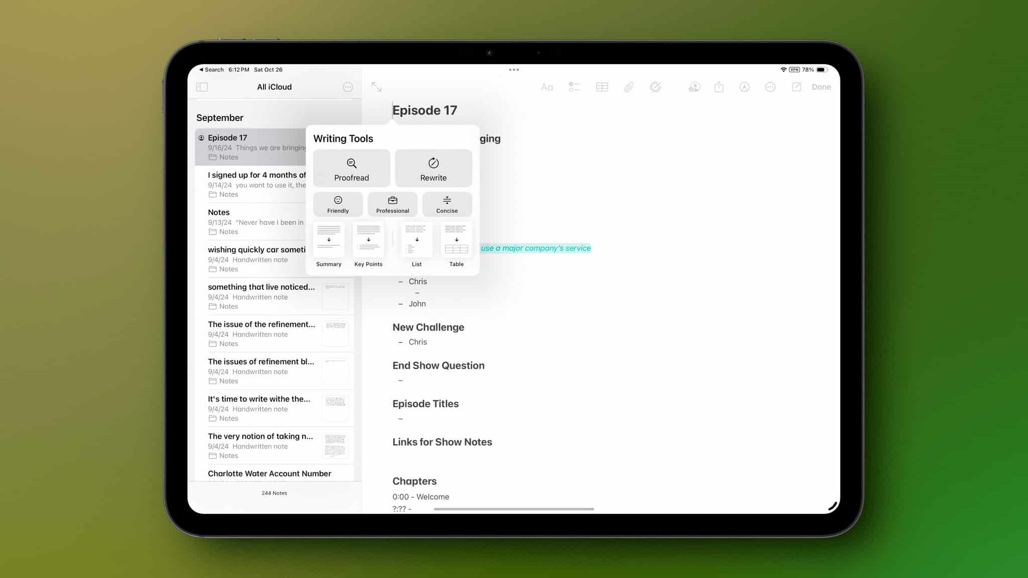 Apple Intelligence features several Writing Tools.