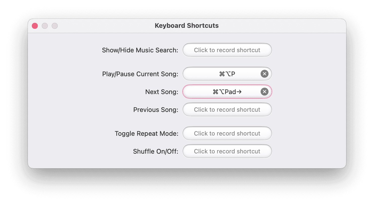 CoverSutra supports custom global keyboard shortcuts.