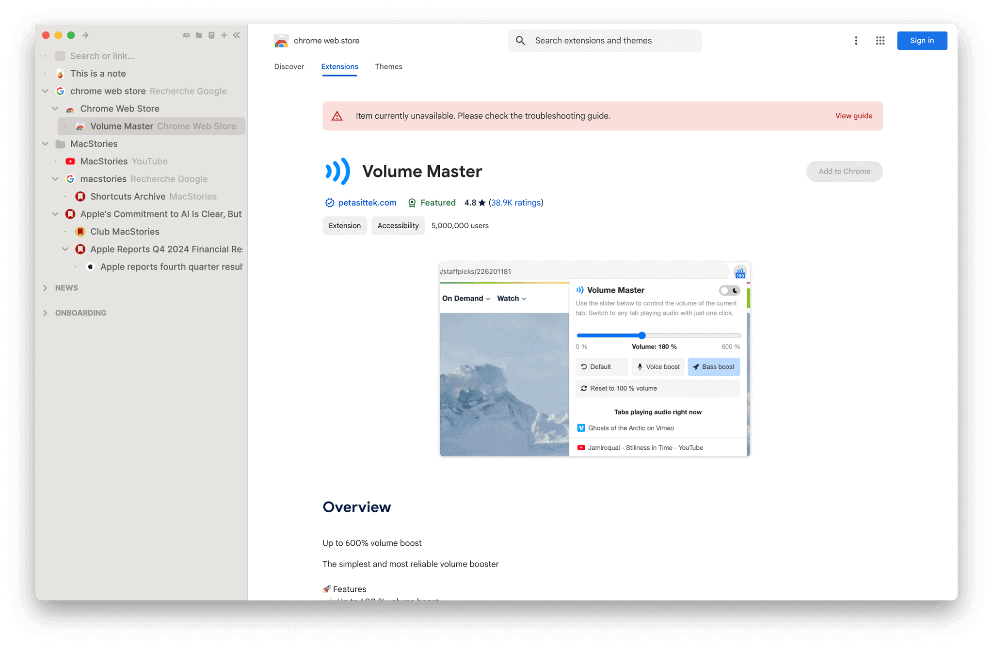 …but it won't let you install any other third-party Chrome extensions just yet.