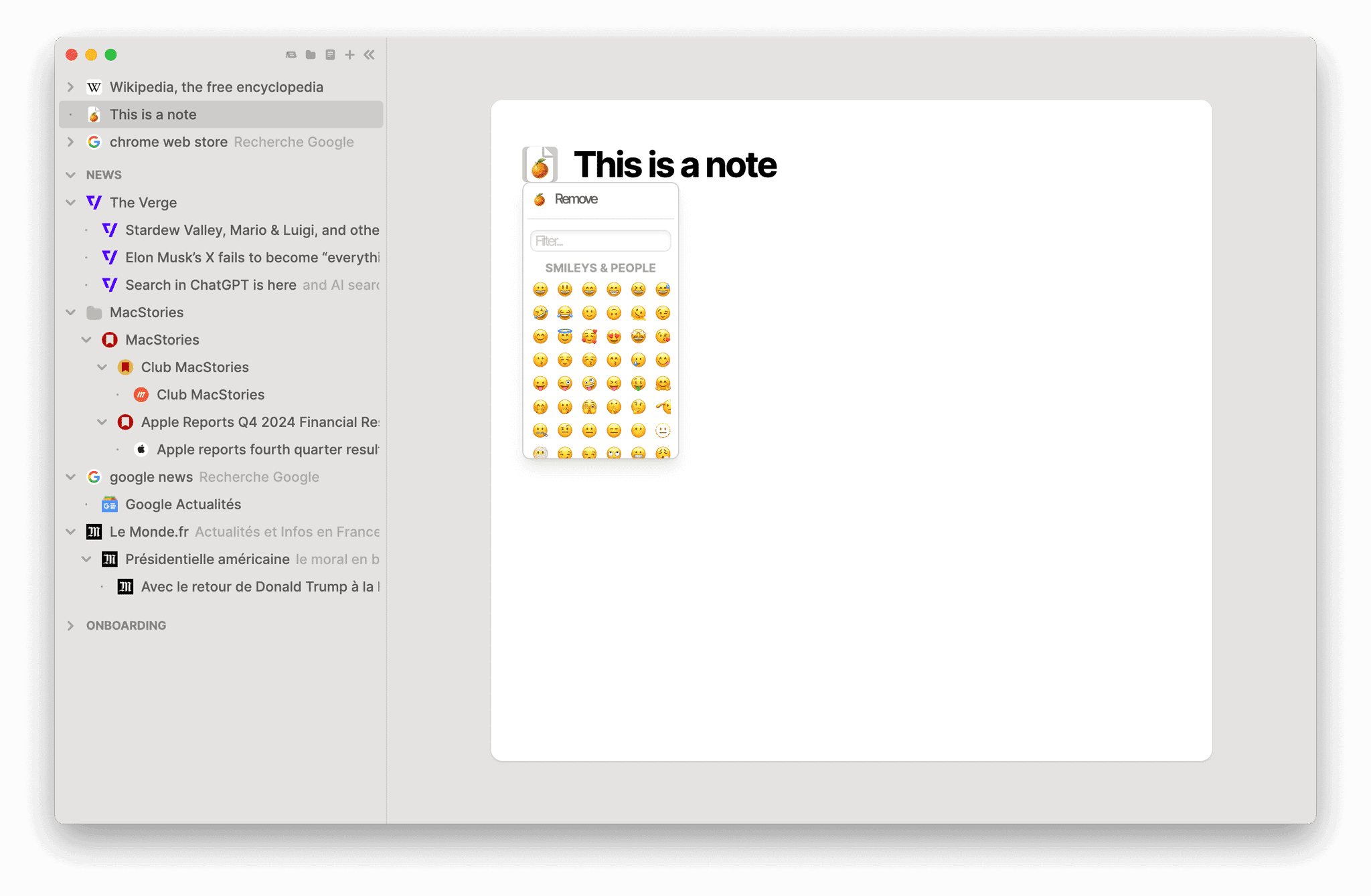 Horse Browser supports creating notes alongside your navigation ttrees.