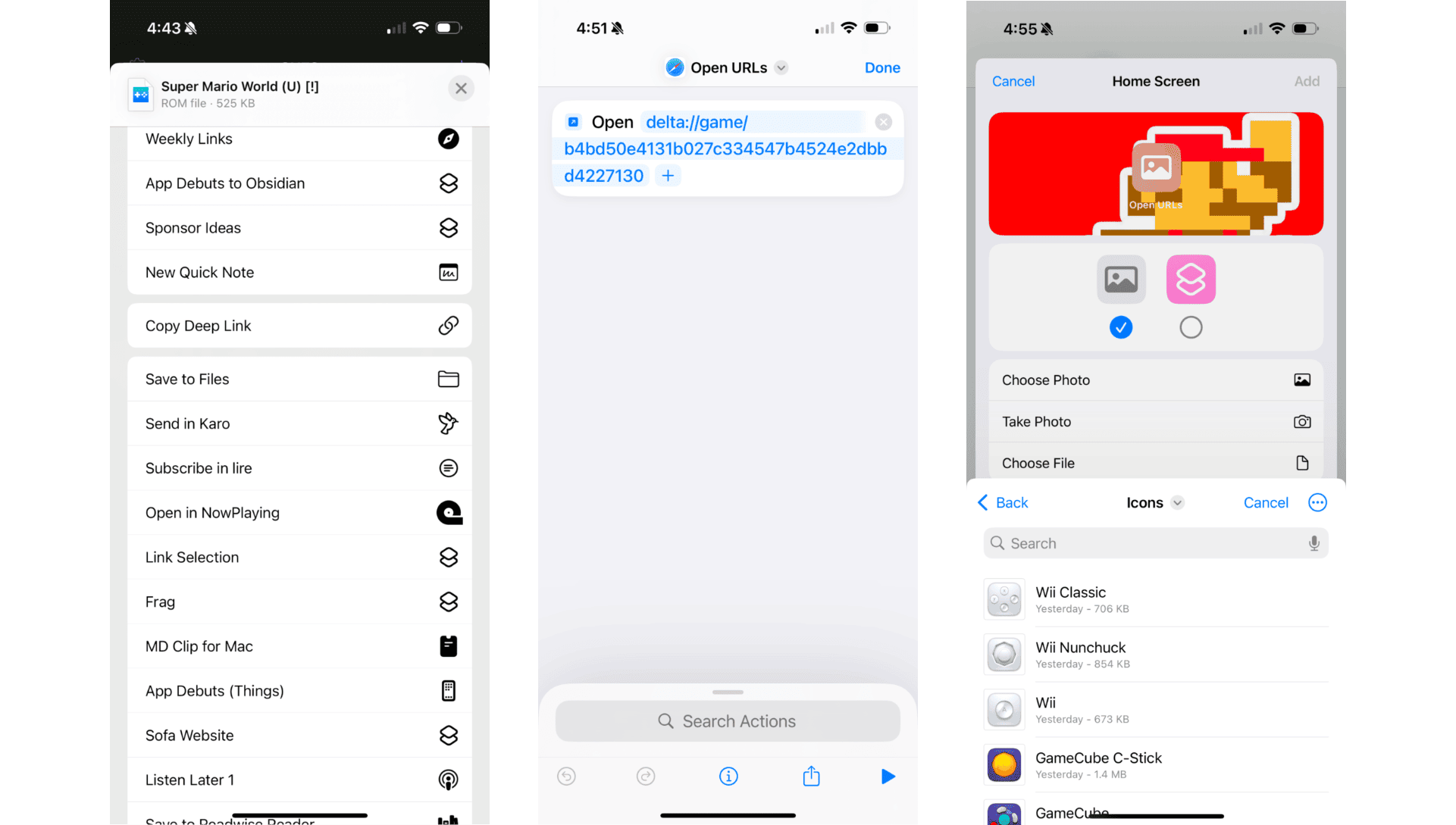 Retrieving a Delta deep link and setting up a simple shortcut with a Home Screen bookmark.