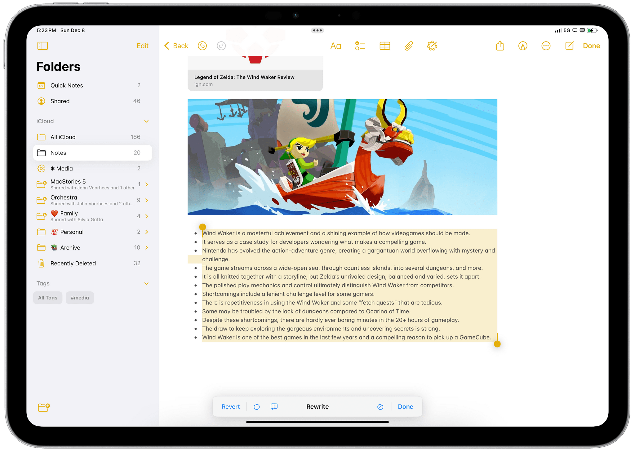 The ability to describe changes is a more freeform way to rewrite text beyond the three default buttons available in Writing Tools for Friendly, Professional, and Concise tones.