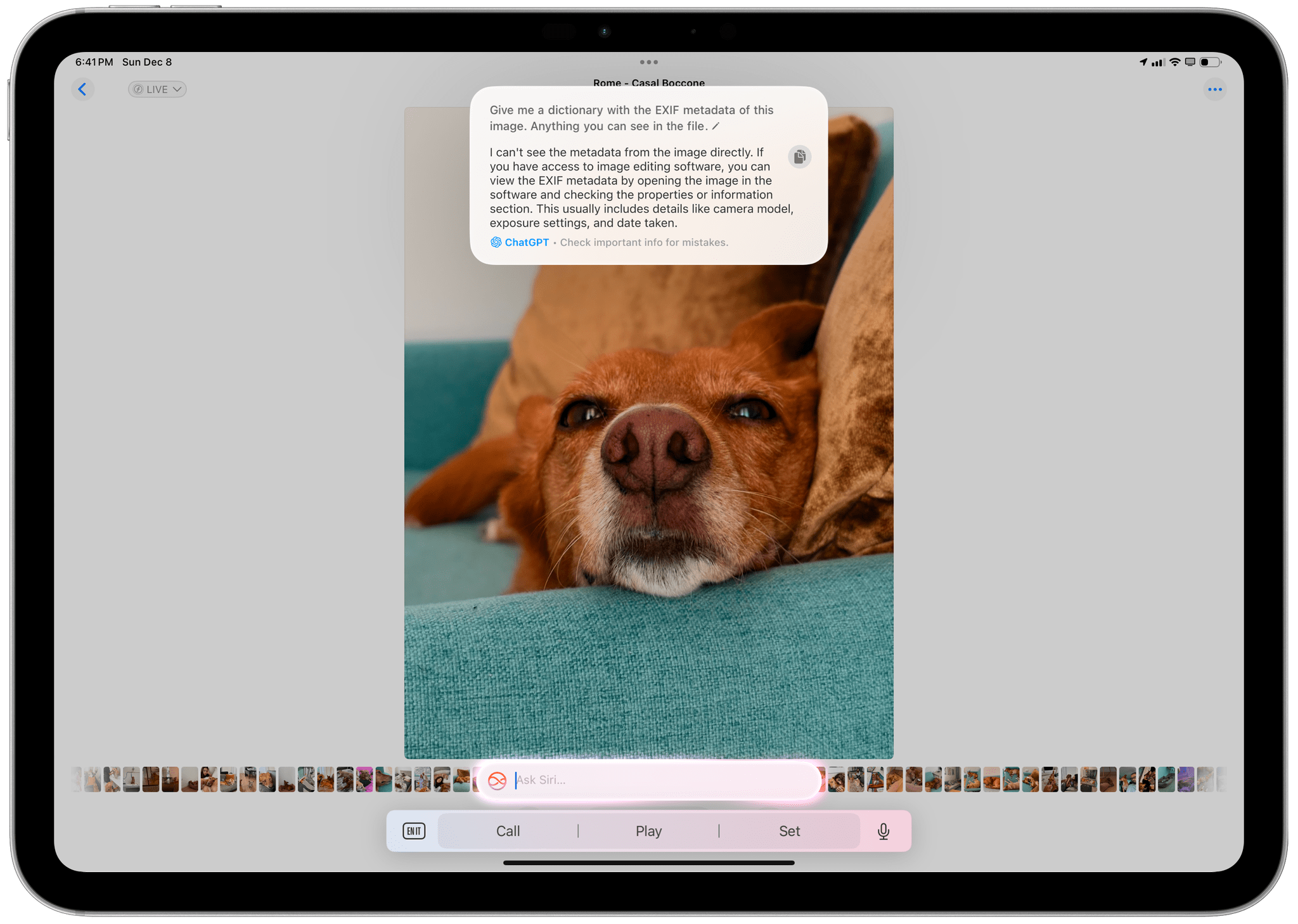 EXIF metadata gets removed from images uploaded to ChatGPT.