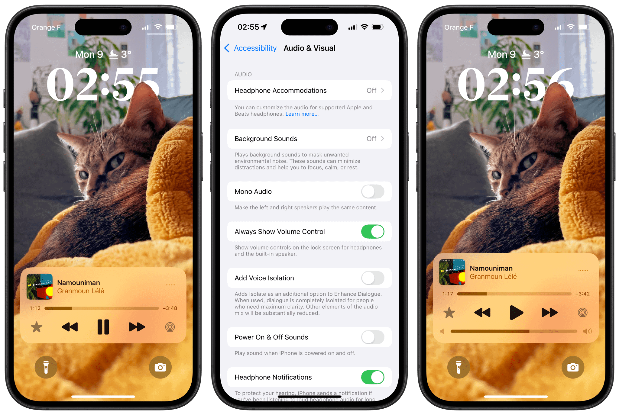 Head to Settings → Accessibility → Audio & Visual to bring back the volume slider on the Lock Screen.