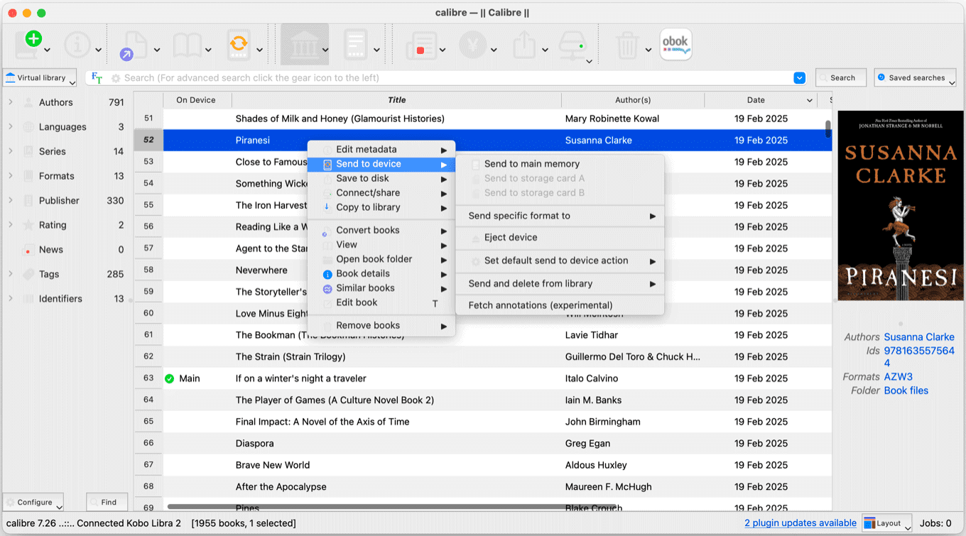 Sideloading into Calibre