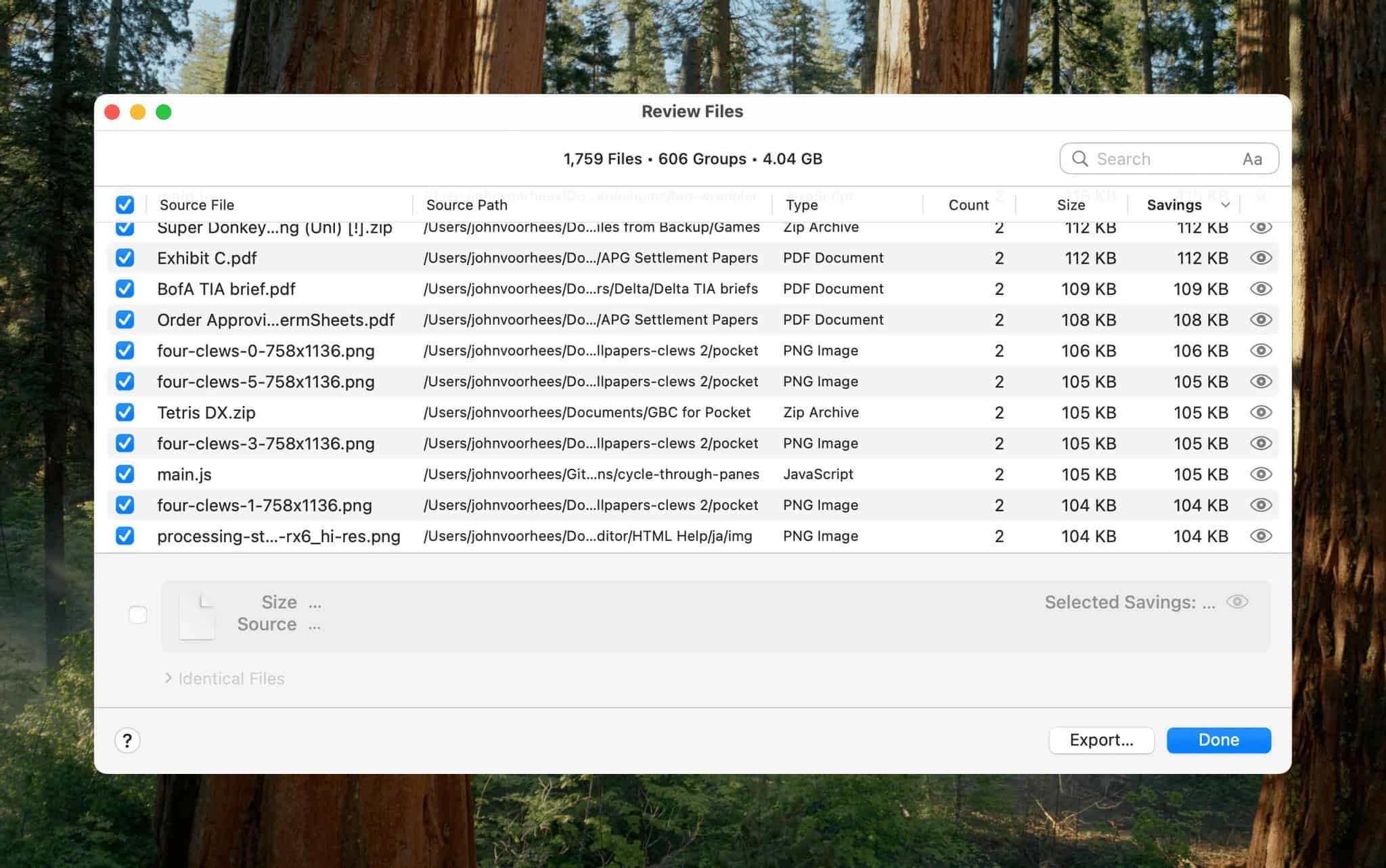 Hyperspace gives you a chance to review the files it has identified as duplicates.