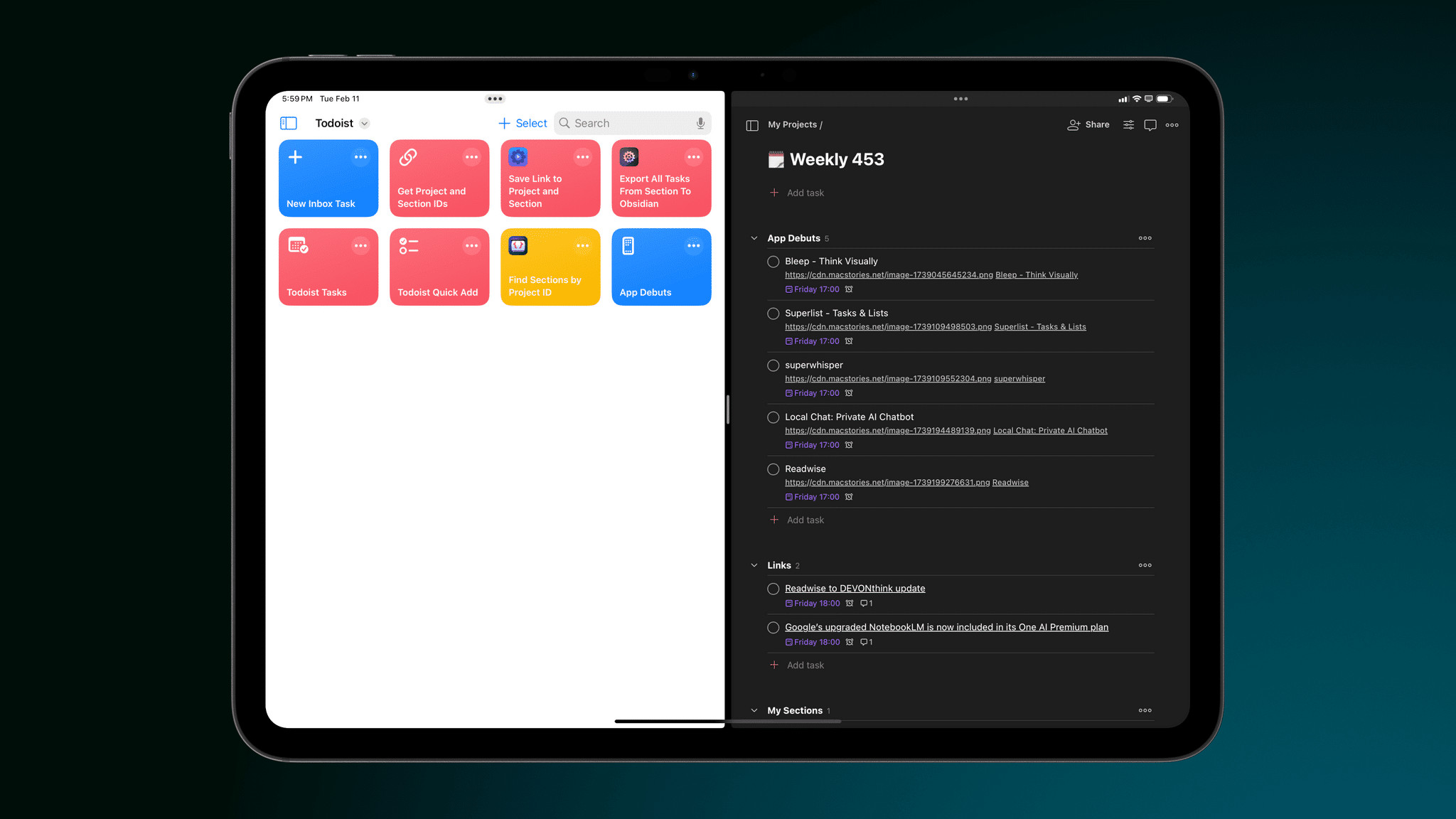 Federico's Todoist shortcuts.