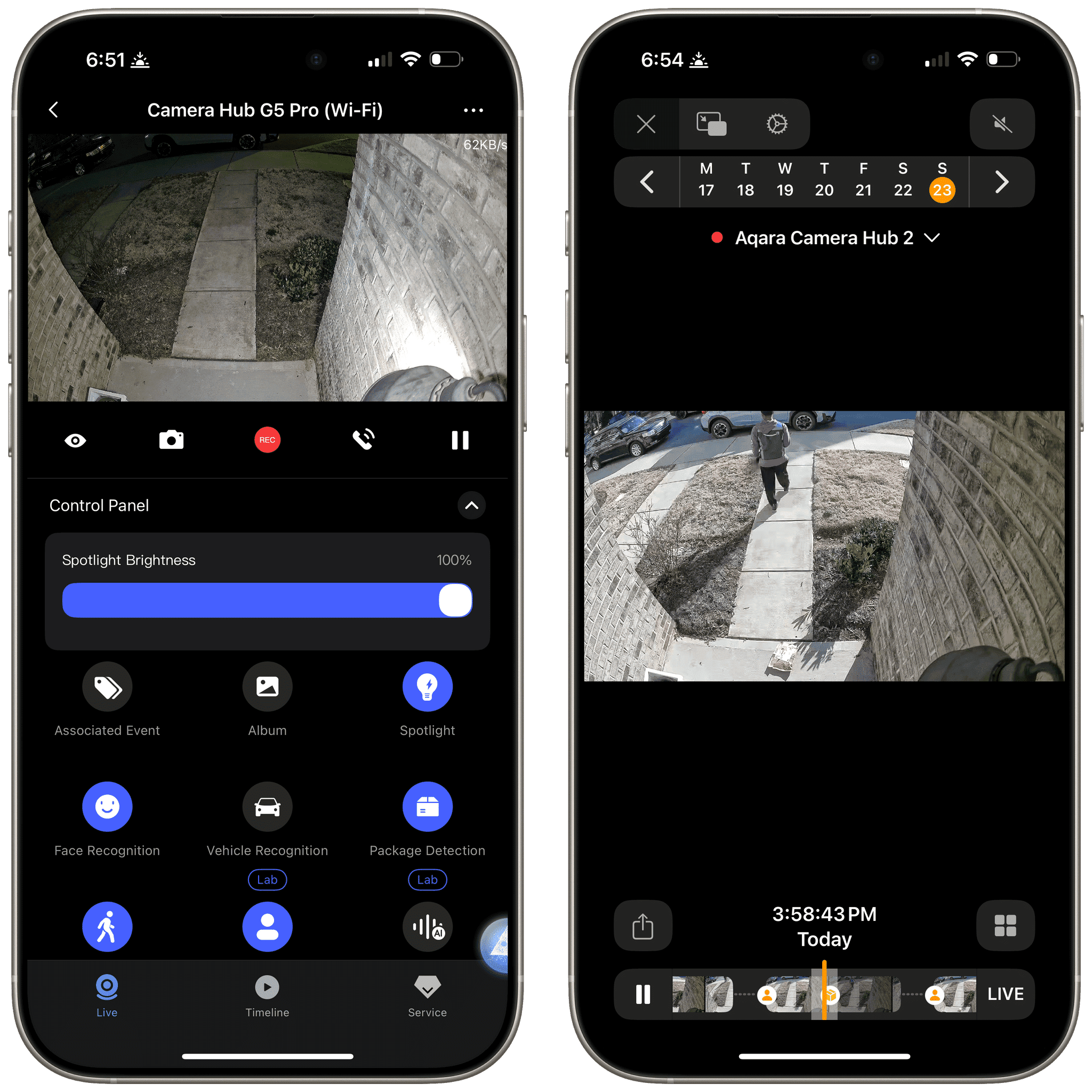 The Aqara Home app (left) and Apple's (right).