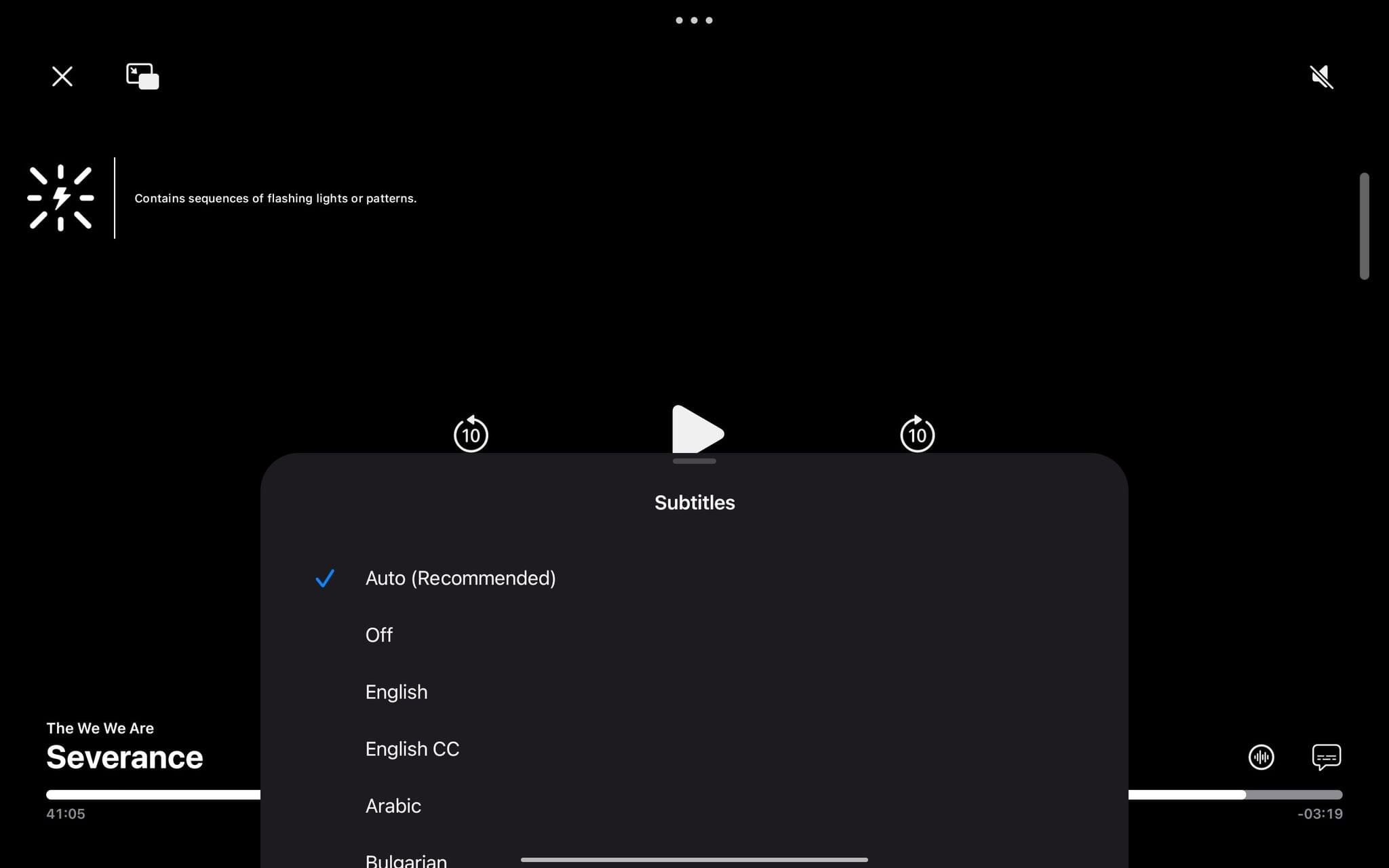 Subtitle menu.