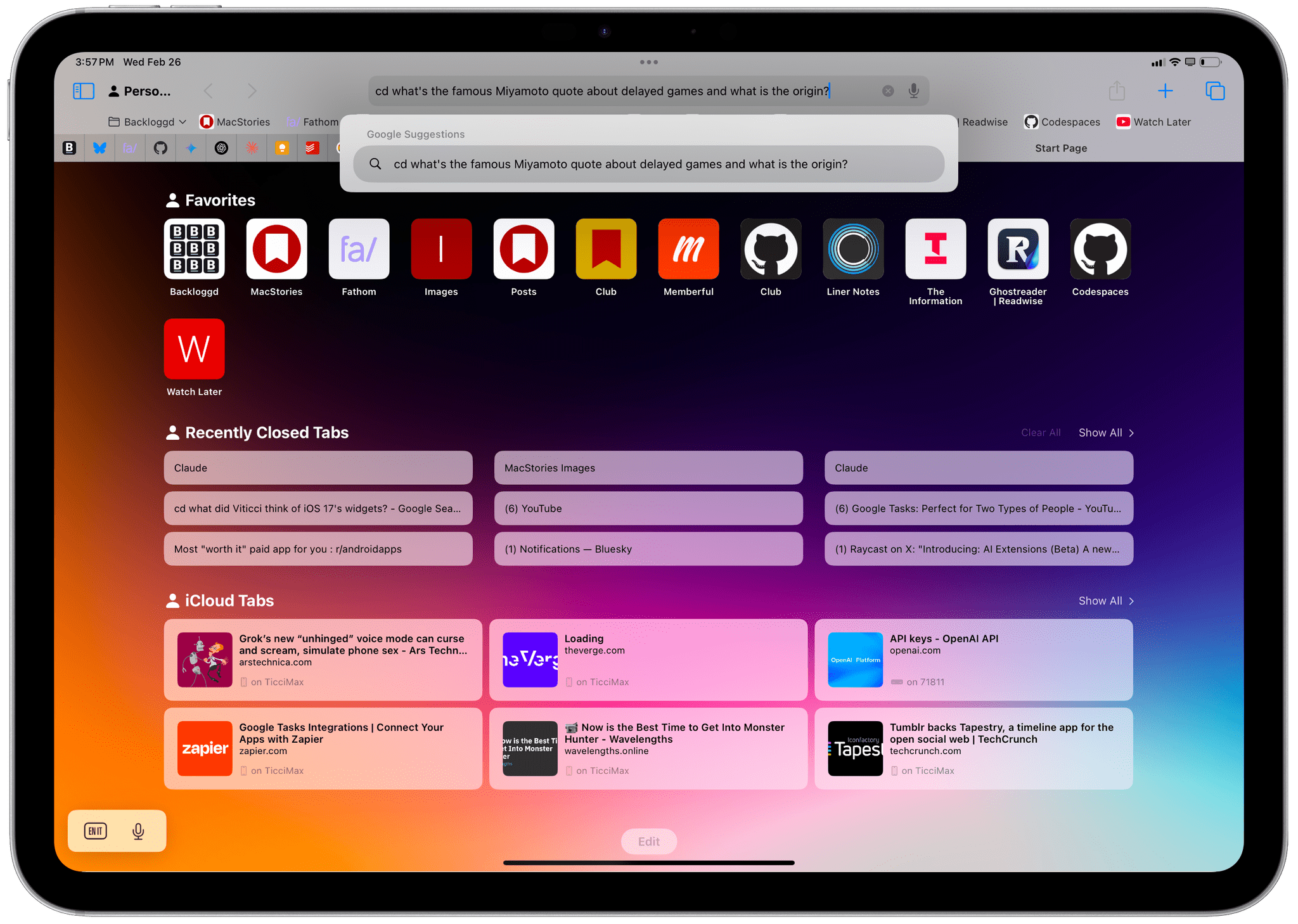Typing the keyword-based search in Safari…