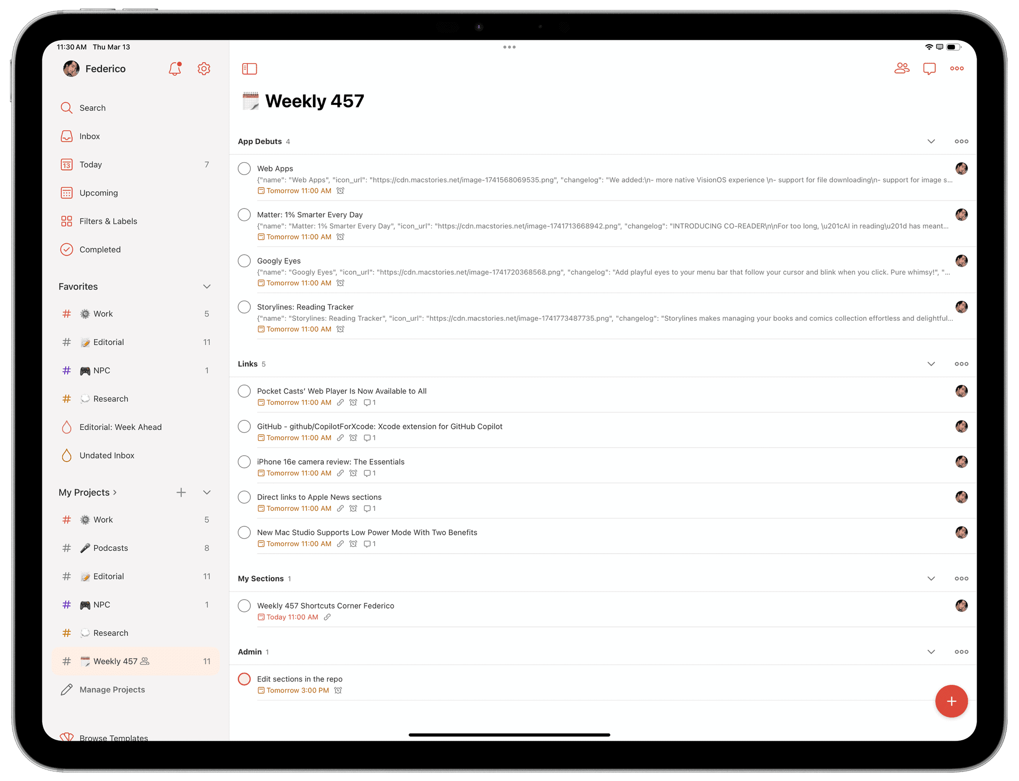 Todoist for iPad.