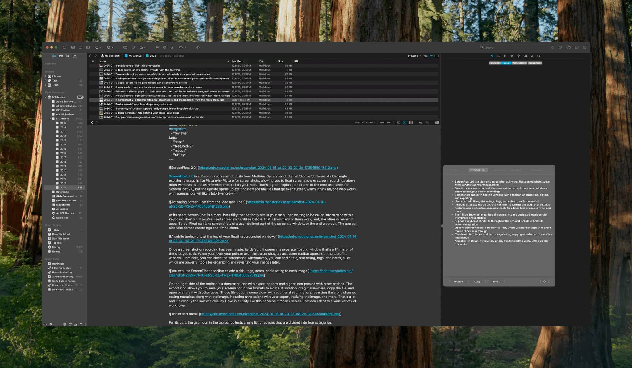 Using the DEVONthink AI popup.