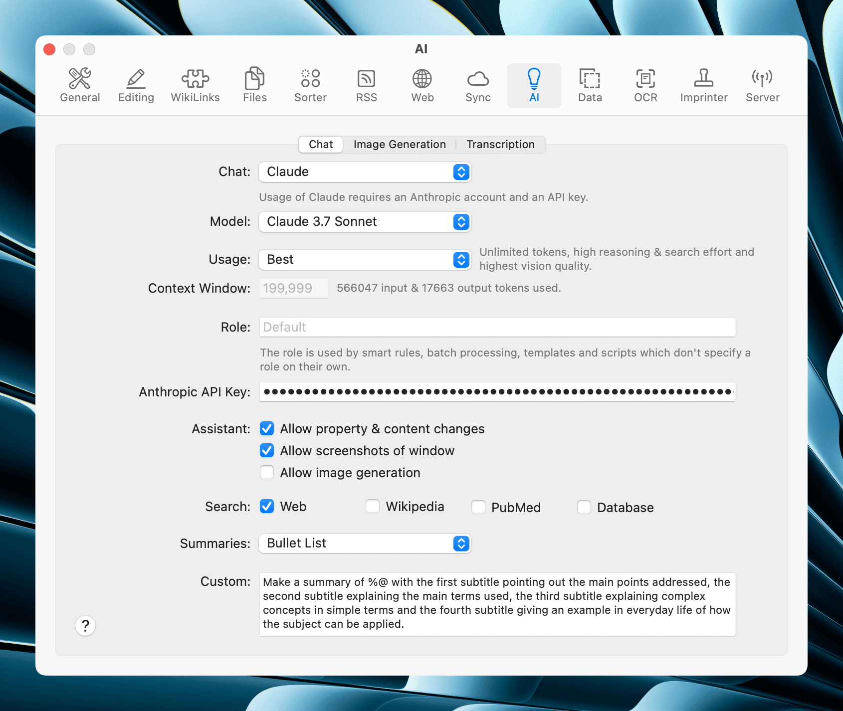 DEVONthink 4 offers a wide array of settings for customizing your AI experience.