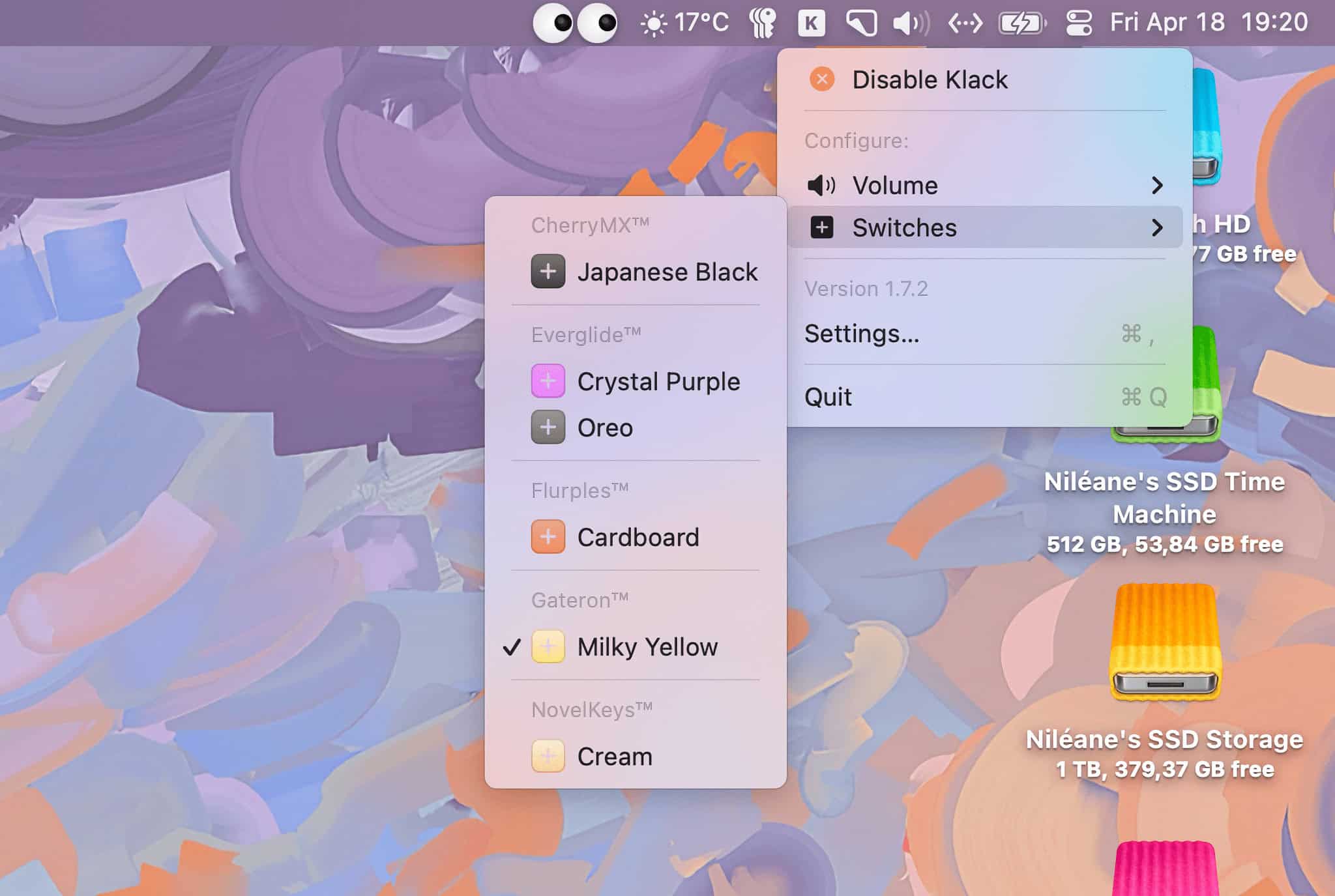 Klack currently comes with six different emulated mechanical switch profiles.