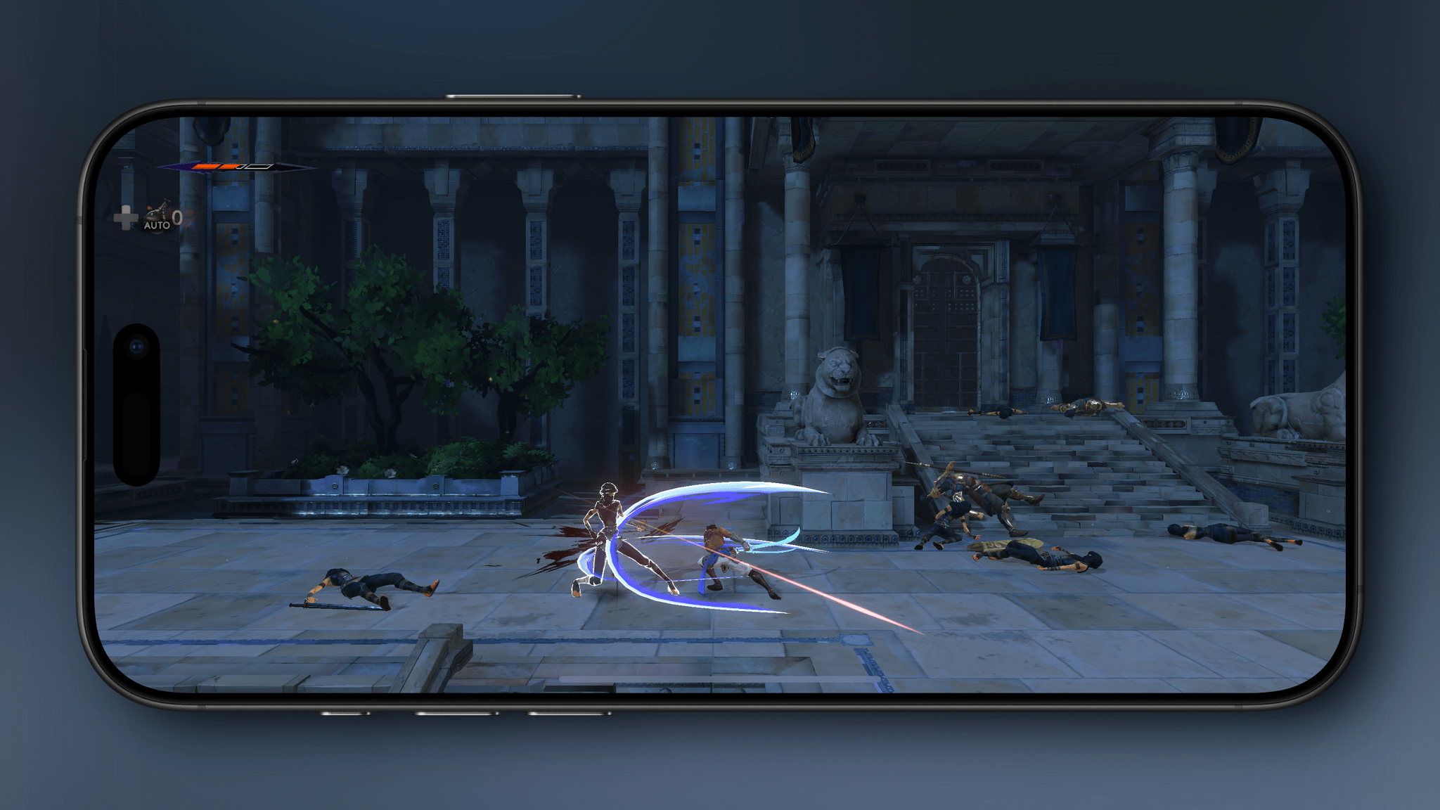 Playing on iPhone with a controller.