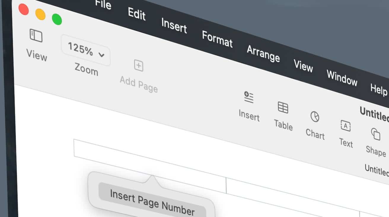 Close-up of a computer application toolbar with menu options like File, Edit, Insert, and view options including Zoom set at 125%.