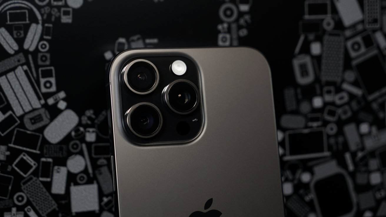 Smartphone close-up showing three camera lenses, one flash, against a black background with gray tech device icons.