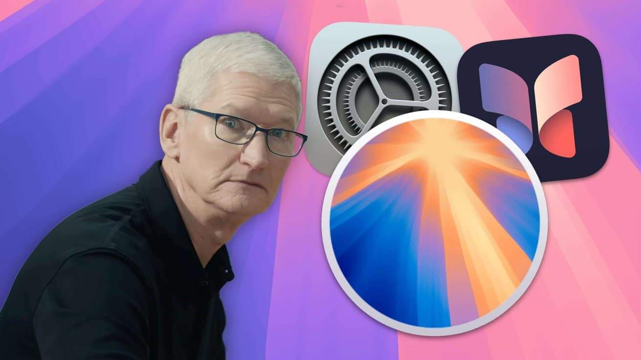 Person with glasses in front of colorful background featuring three app icons; circular, gear-shaped, and butterfly-like design.