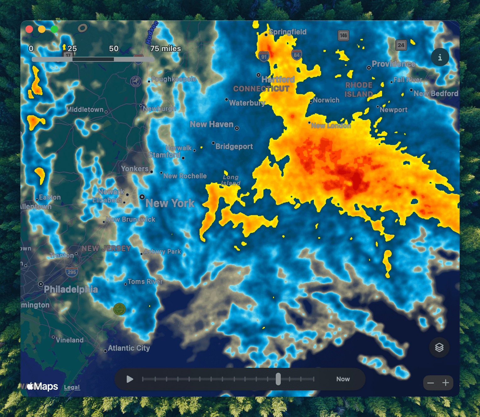 A Mercury Weather radar map on the Mac.