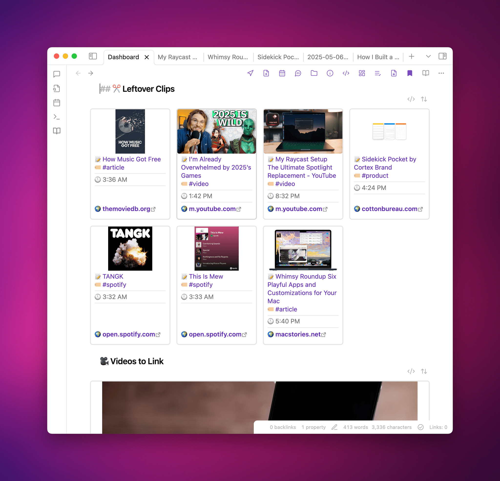 Universal Clipper integrates with the Obsidian plugin Dataview, too.