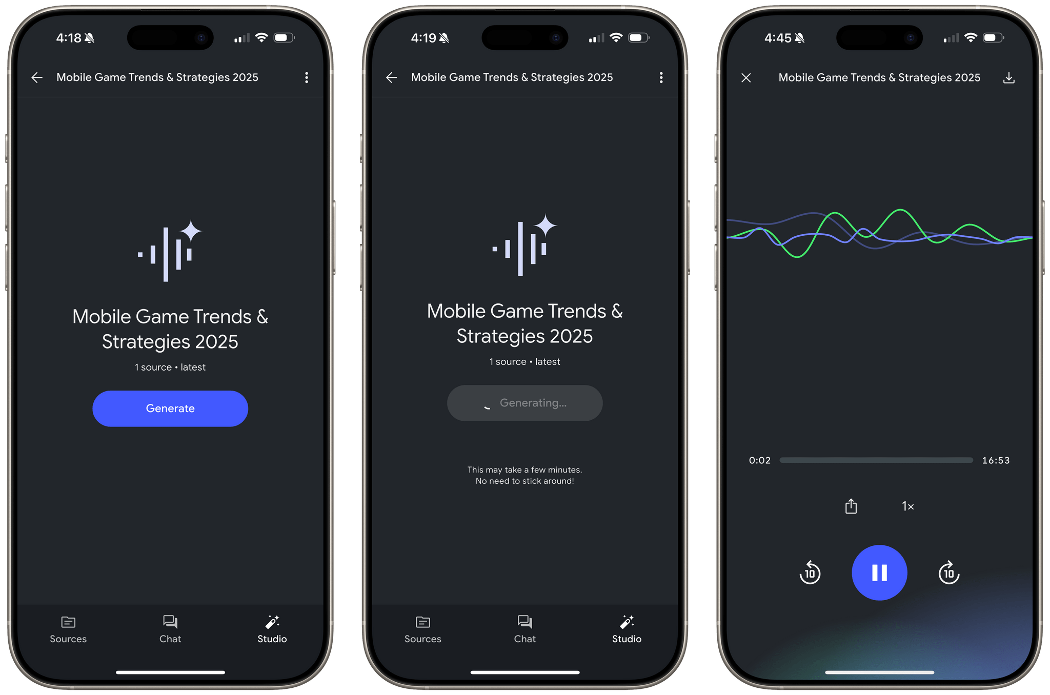 Generating an audio overview of sources.