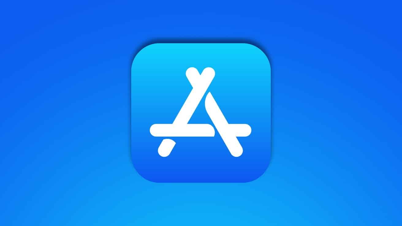 Blue square with rounded corners featuring a stylized white letter A made of sticks. Background is a gradient of blue shades.