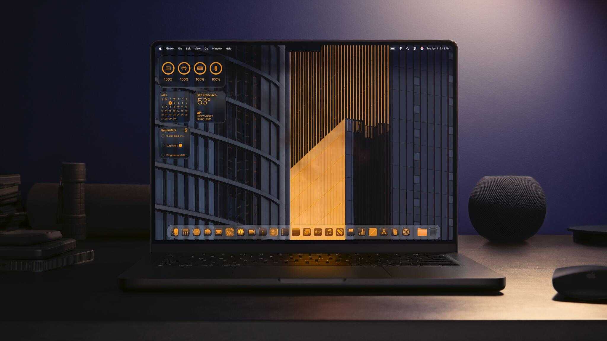 App icons and widgets in macOS Tahoe can also be tinted similarly to iOS and iPadOS. Source: Apple.