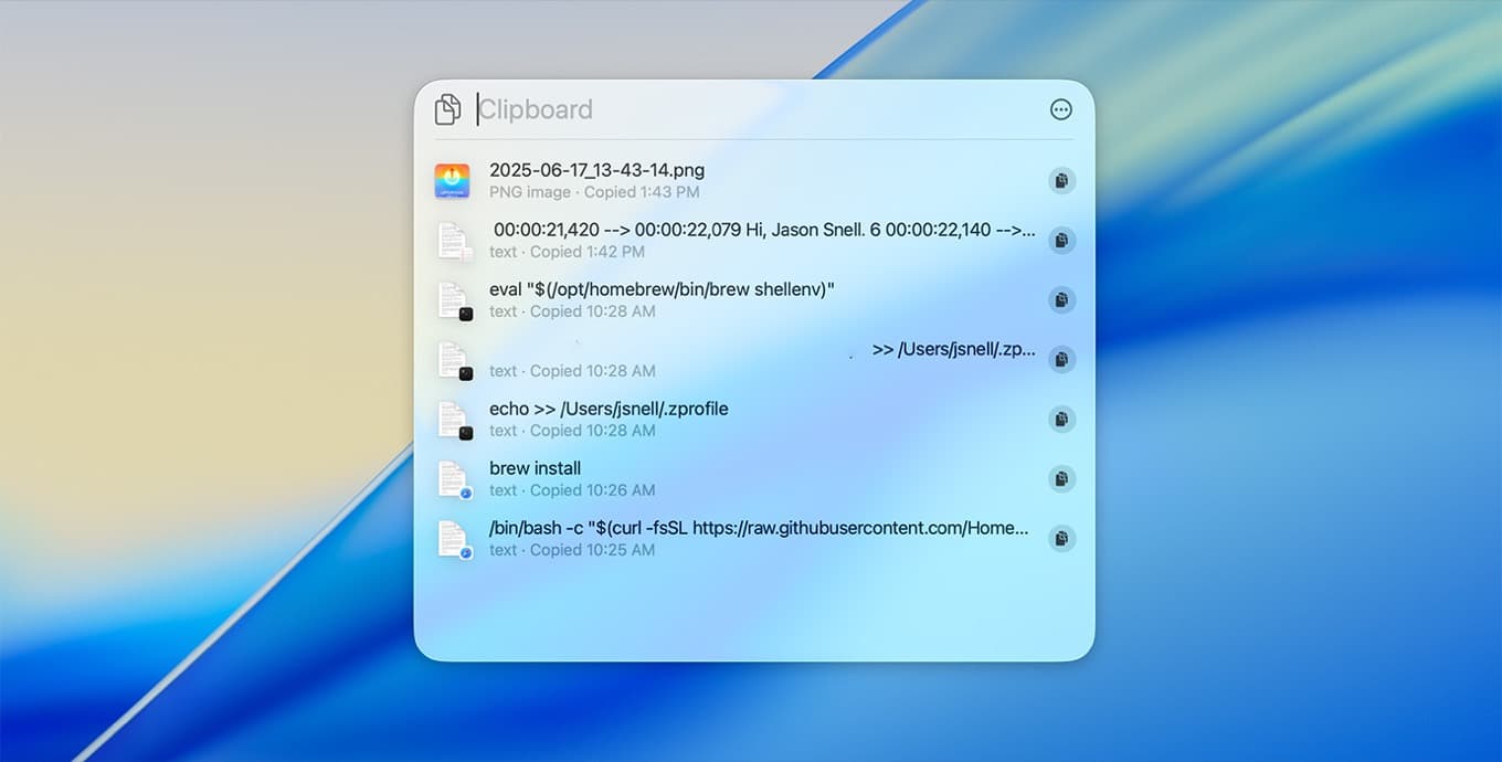 clipboard history in macOS Tahoe