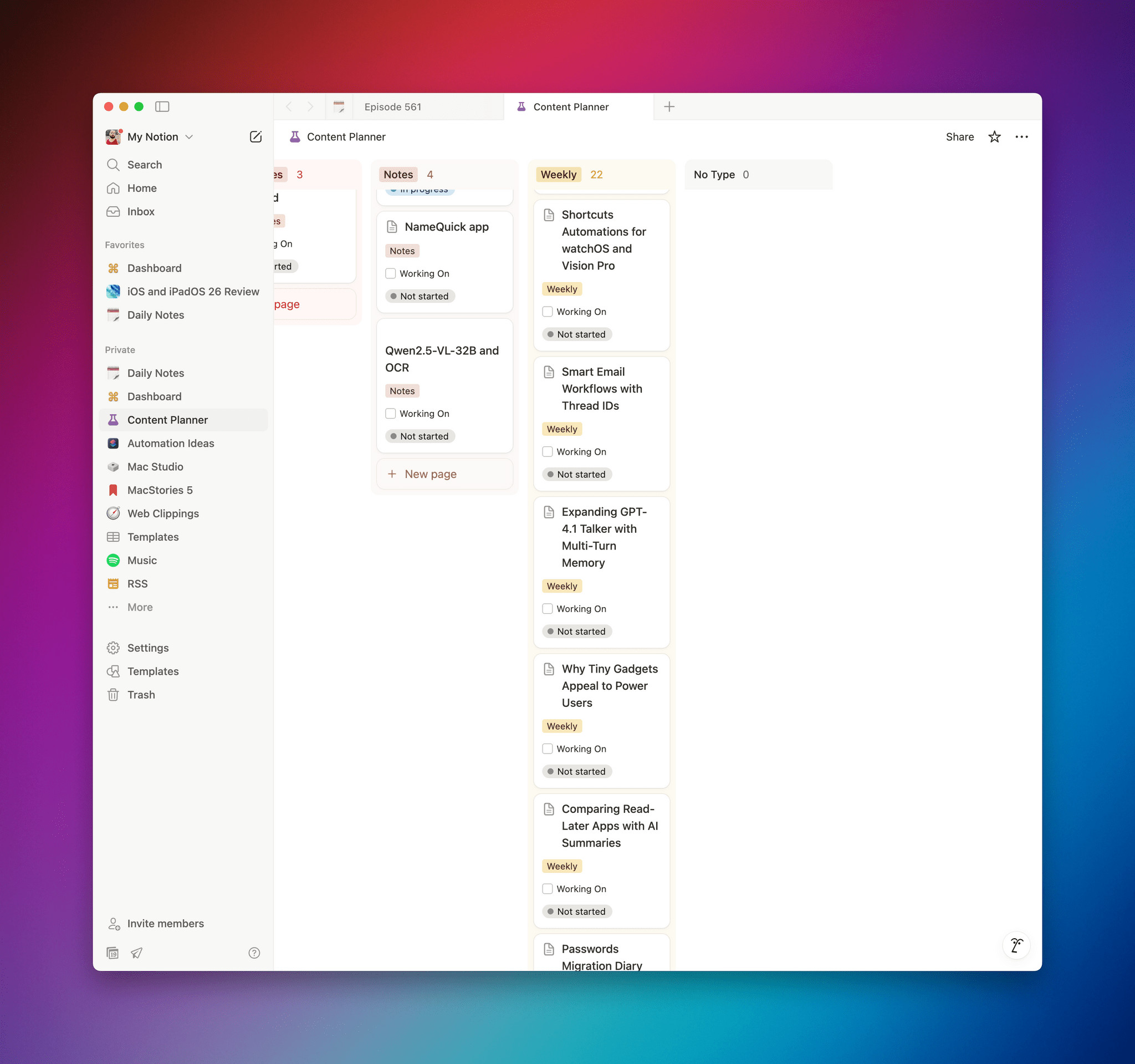 …but I'd rather see them in the apps I use every day. These cards in Notion were created by Claude via Zapier's MCP server.