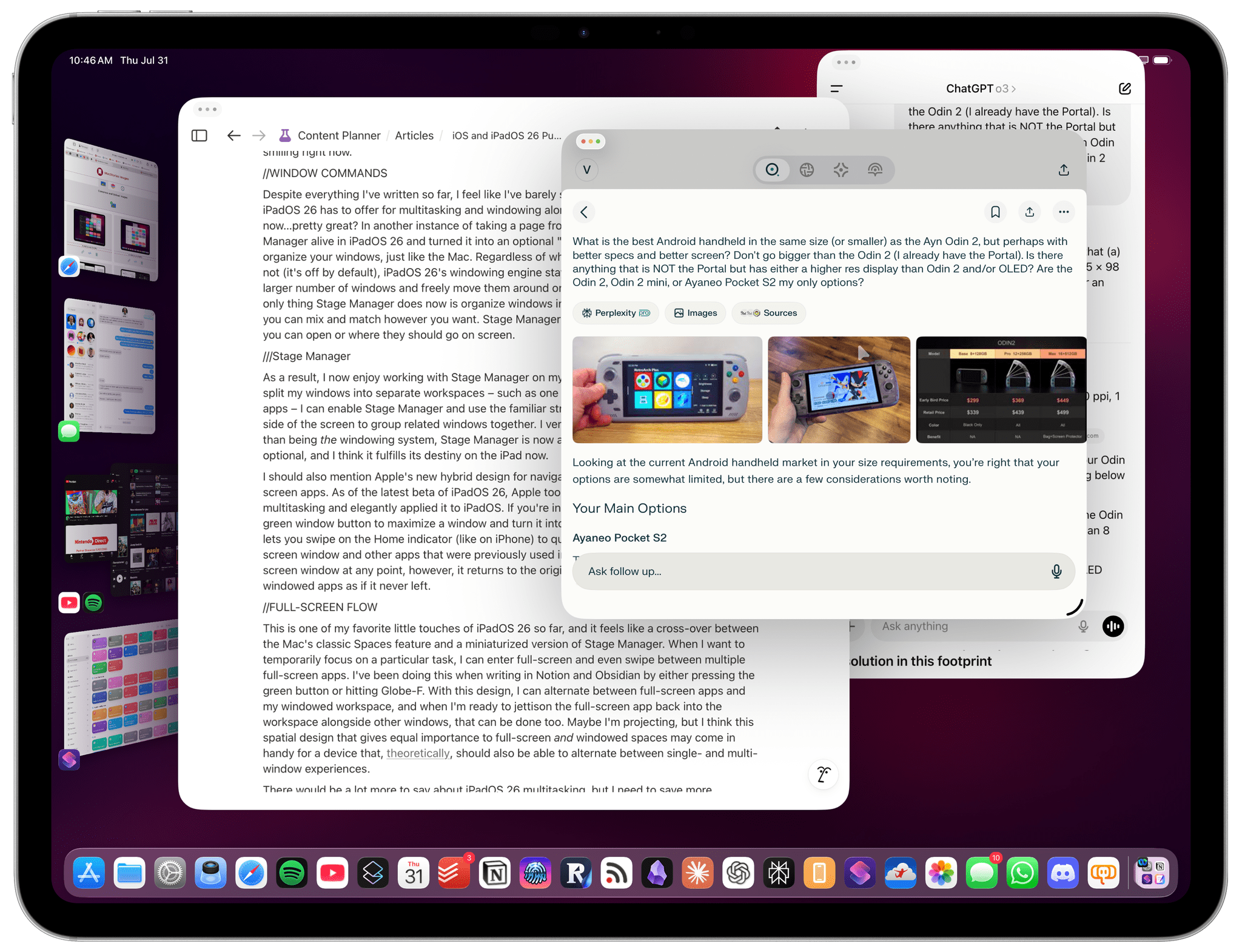 Stage Manager in iPadOS 26.
