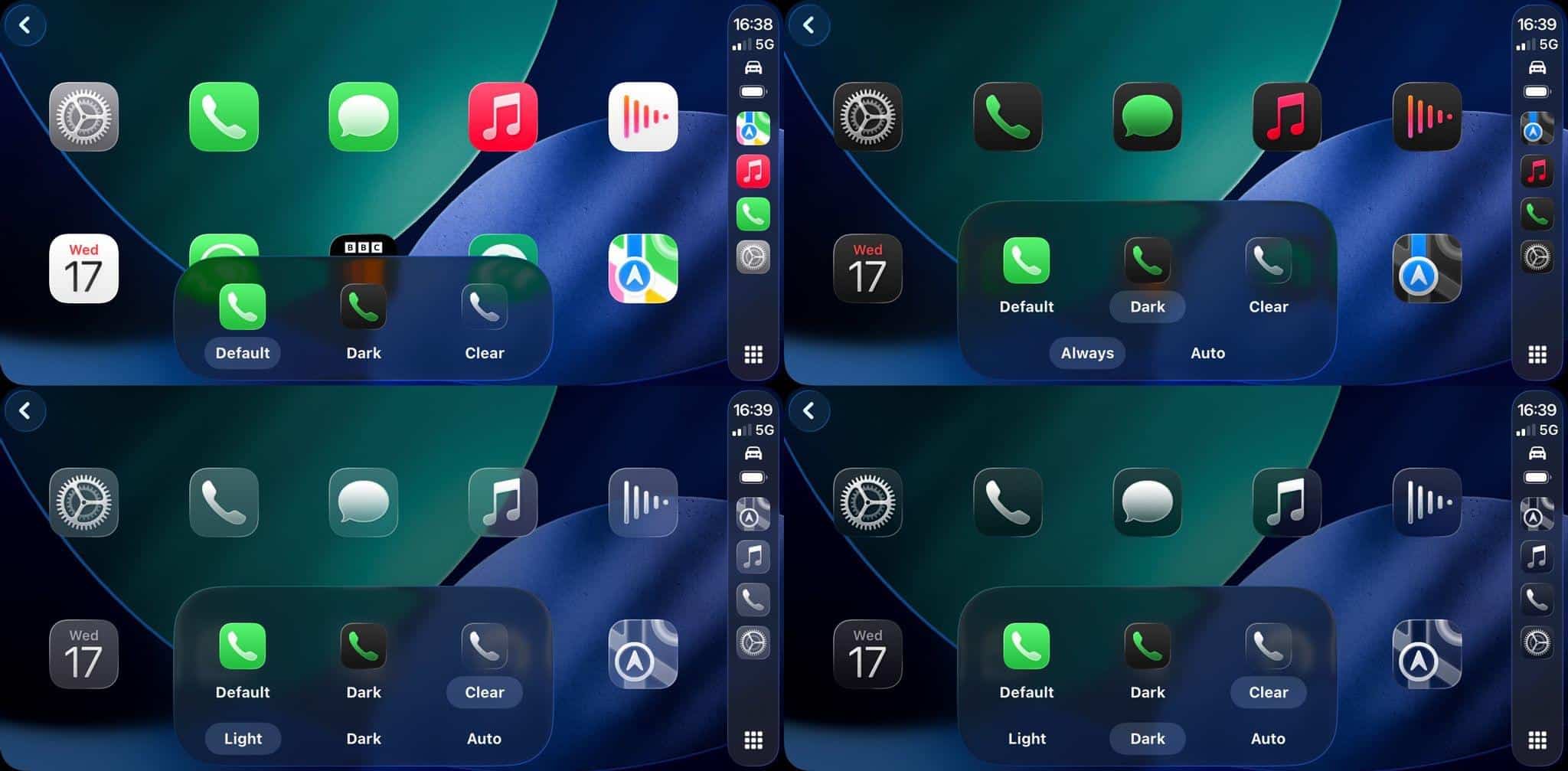 All the different icon options available.