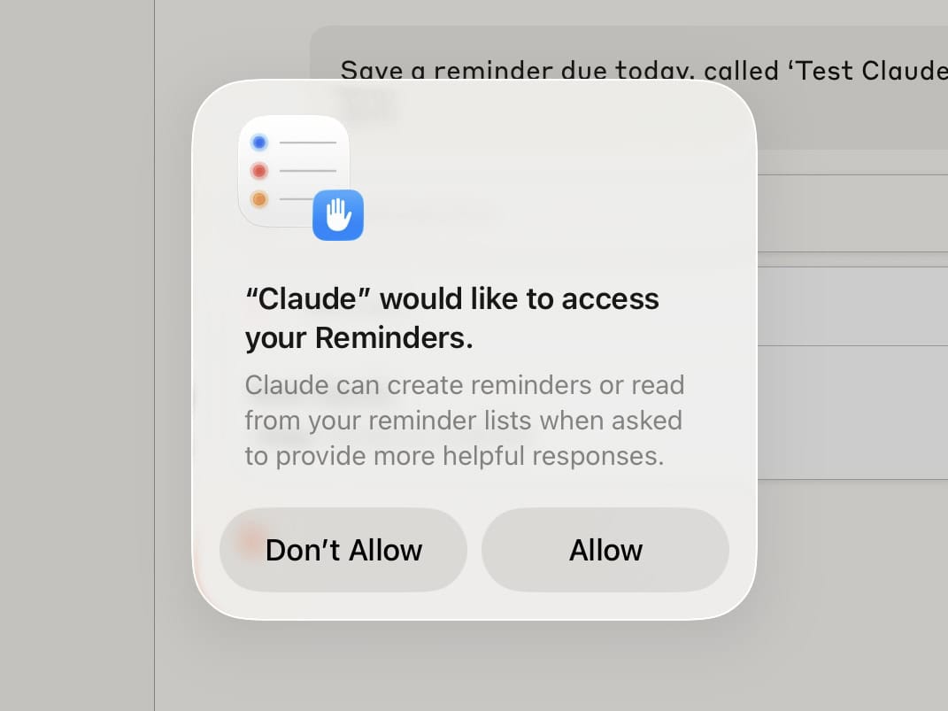 Claude's Reminders permission prompt.
