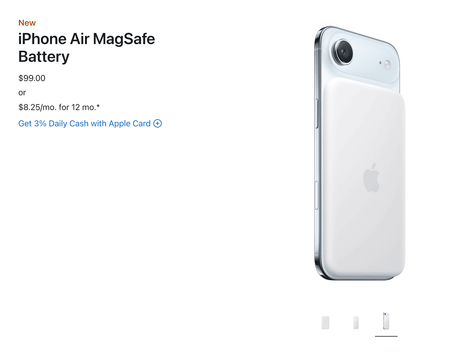 The new MagSafe Battery is thin and tall, which means it can only work with the new iPhone Air.