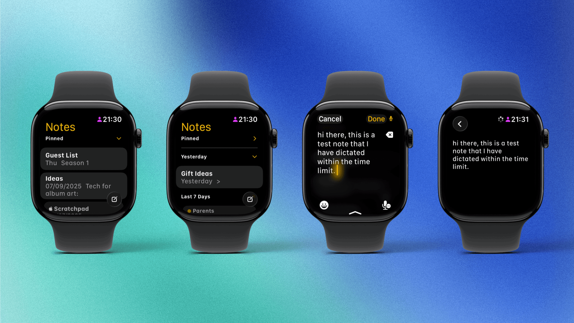 All you can do in the Notes app is on these four screens.