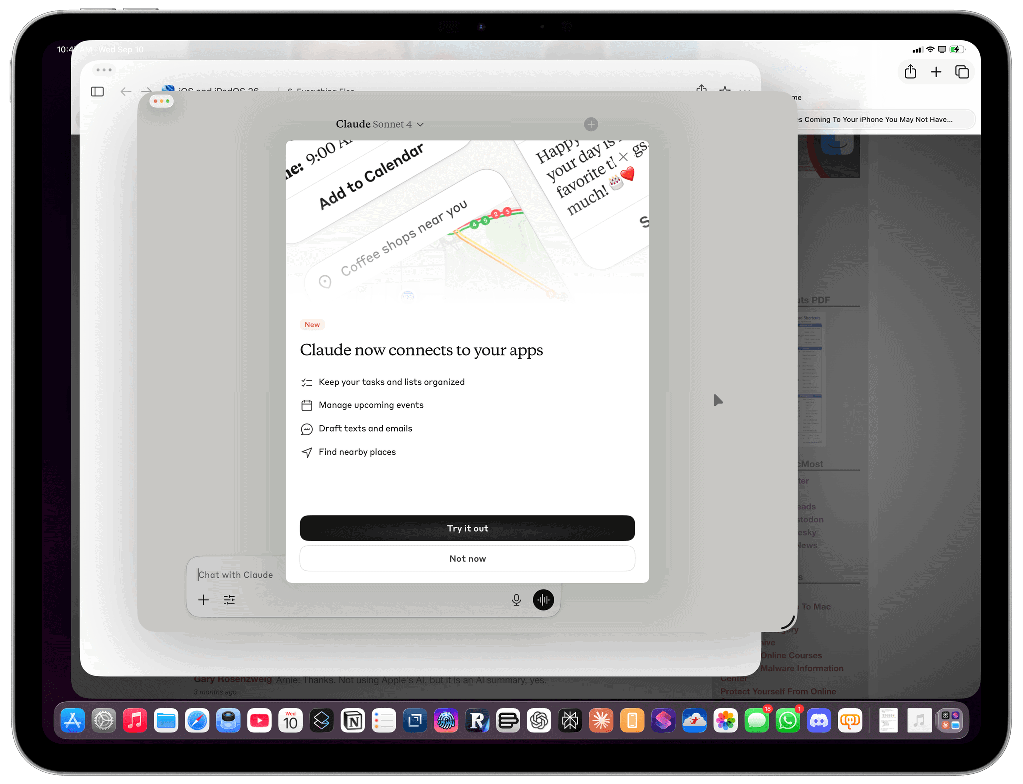 Claude's splash screen on iPadOS.