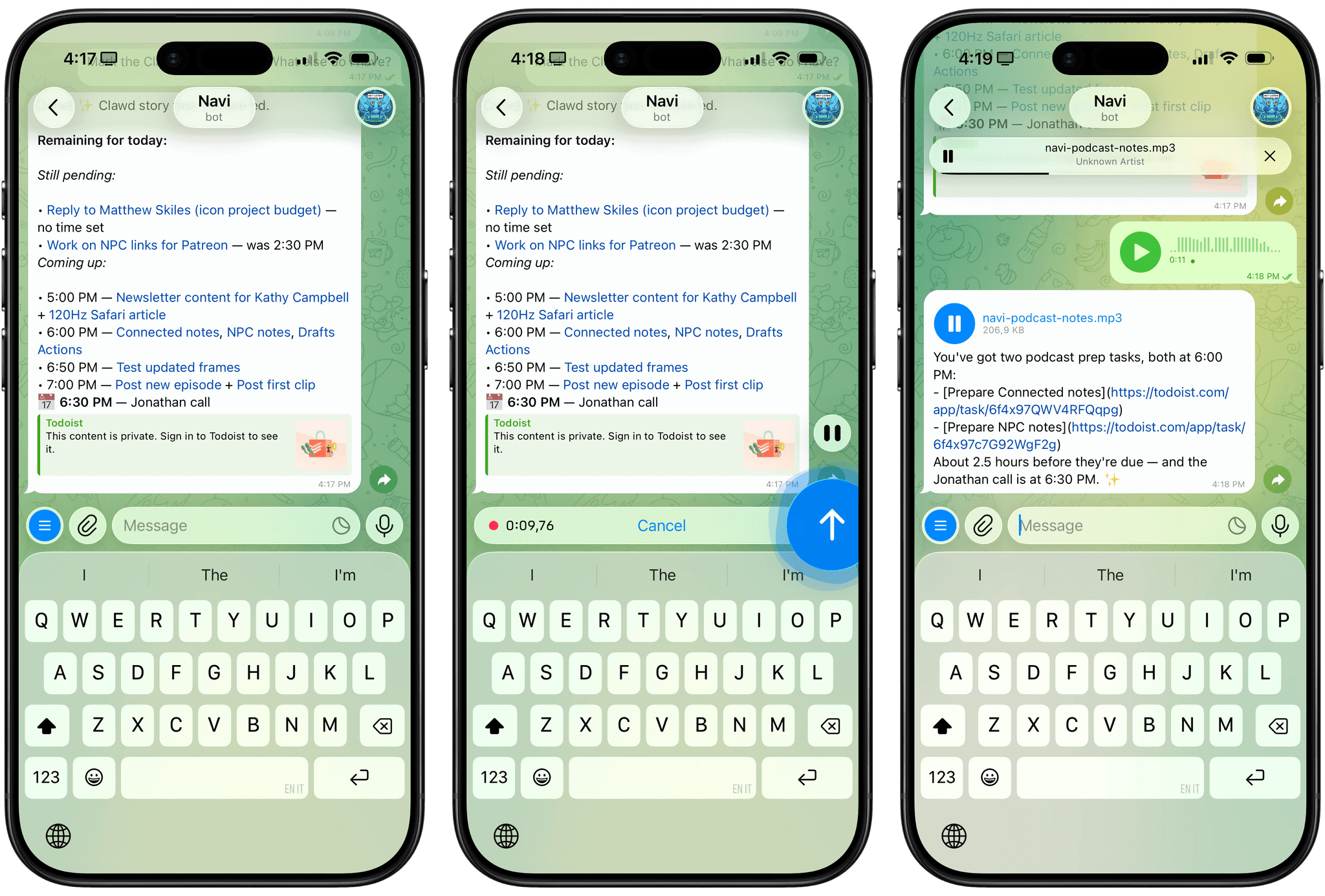 Using Clawdbot via Telegram.