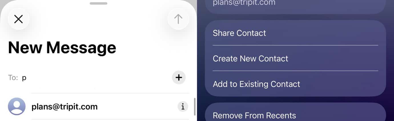 Screenshot of an email compose window with contact options on the right.